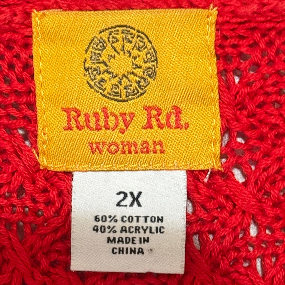 Ruby Rd. Open-Front Red Knit Cardigan - Picture 3 of 5